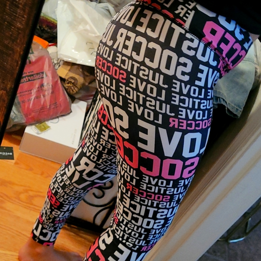 Justice love soccer leggings.